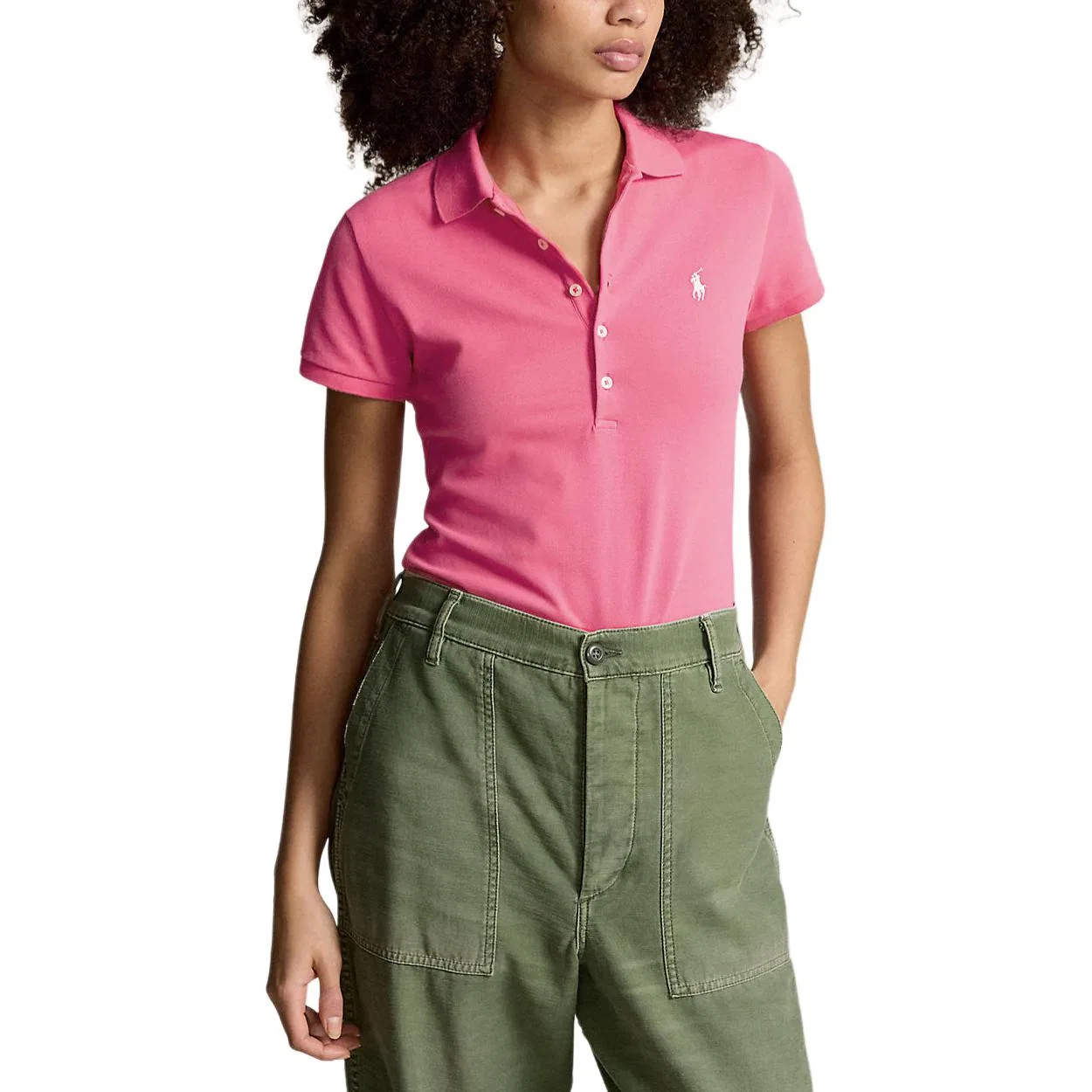 Поло женское Slim Fit Polo Ralph Lauren розовое — фото 3