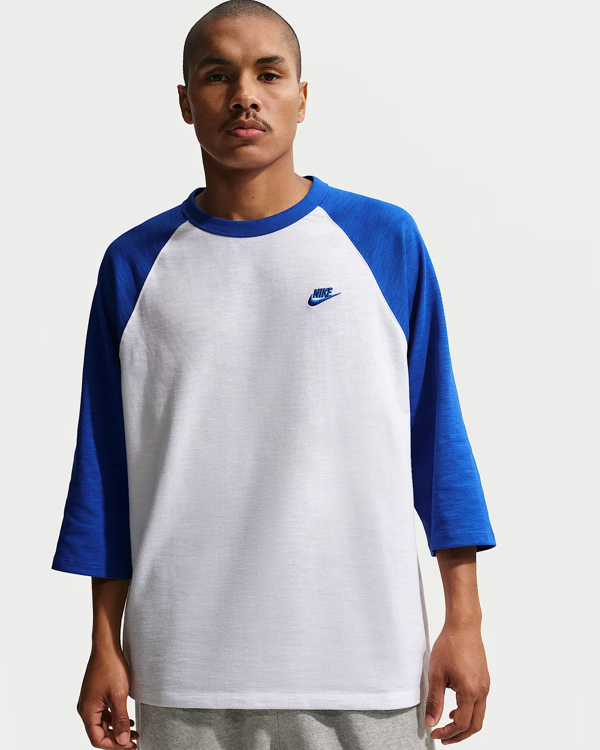 Мужская футболка с рукавом 3/4 реглан Nike Sportswear Club, Game Royal/White/Game Royal
