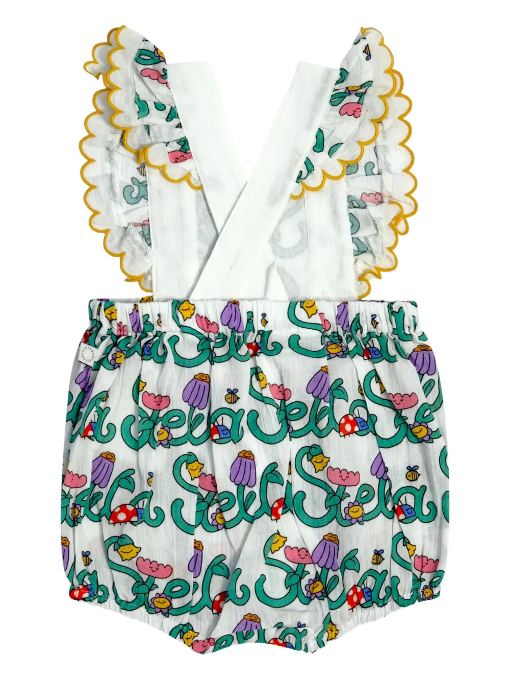 Комбинезон с оборками и цветочным принтом Stella McCartney Kids, белый — фото 2