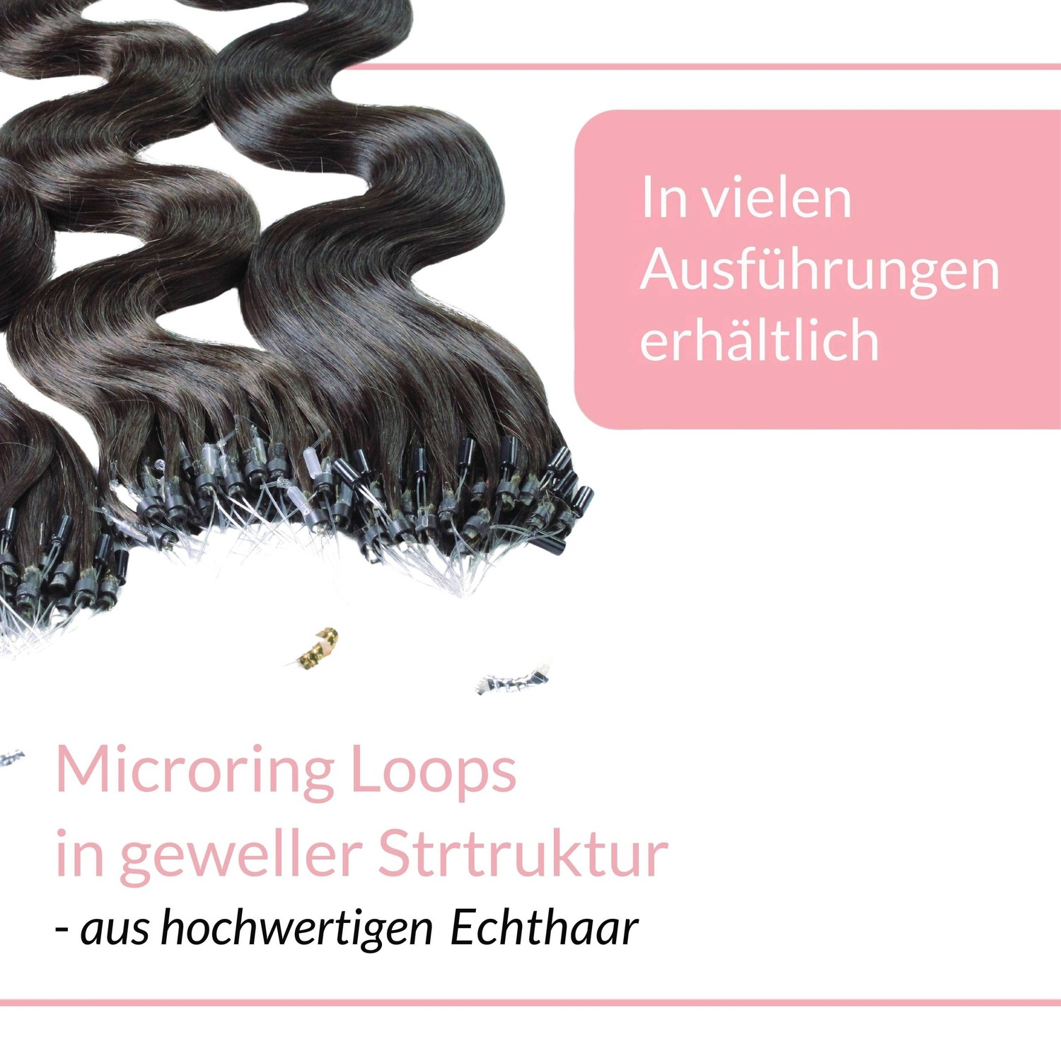 Накладные волосы microring extensions echthaar #4/0 mittelbraun 1g Hair2Heart, 60cm, количество 25 шт. — фото 3