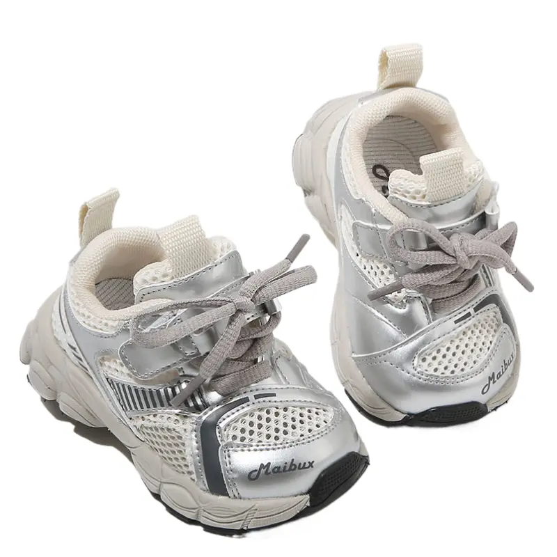 Кроссовки Slip Resistant Anti Kick Cushioning Breathable Abrasion Resistant Toddler Shoes Infant And Toddler MAIBUXIONG, серебряный — фото 3