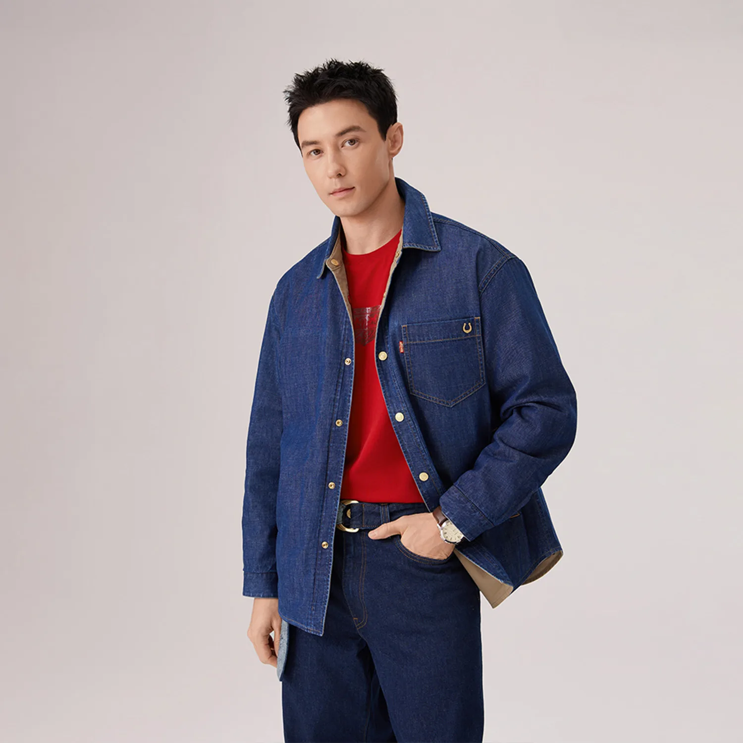 Levis Джинсовая куртка unisex Year Of The Horse Limited Collection, лацкан navy/khaki brown — фото 4