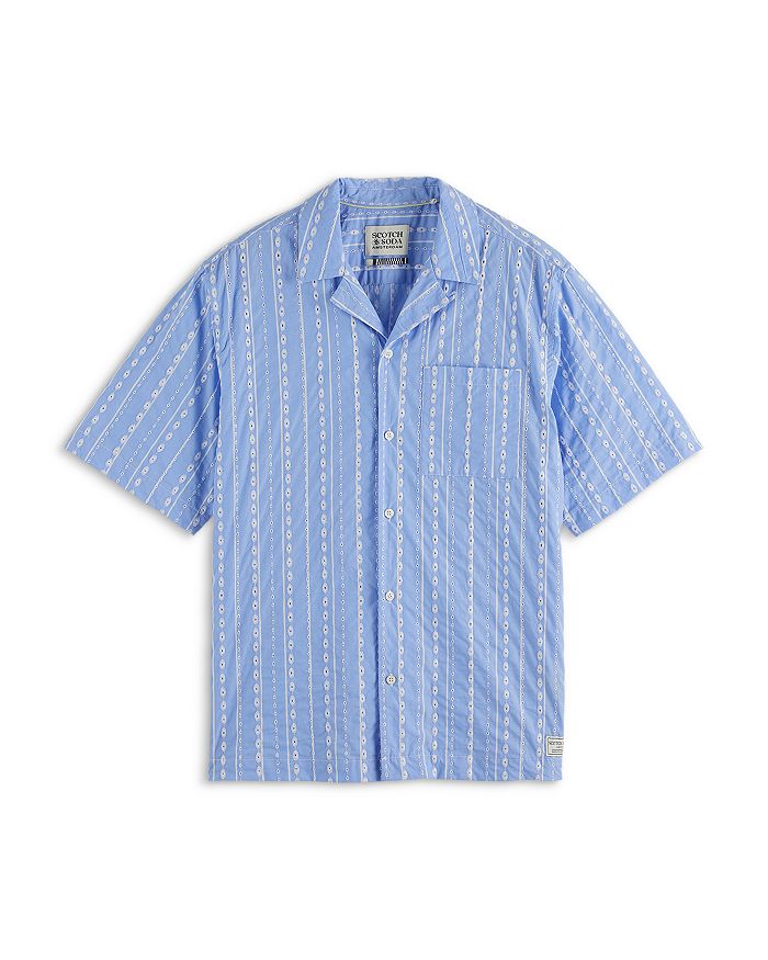 

Вышитая полосатая рубашка свободного кроя Scotch & Soda, синий