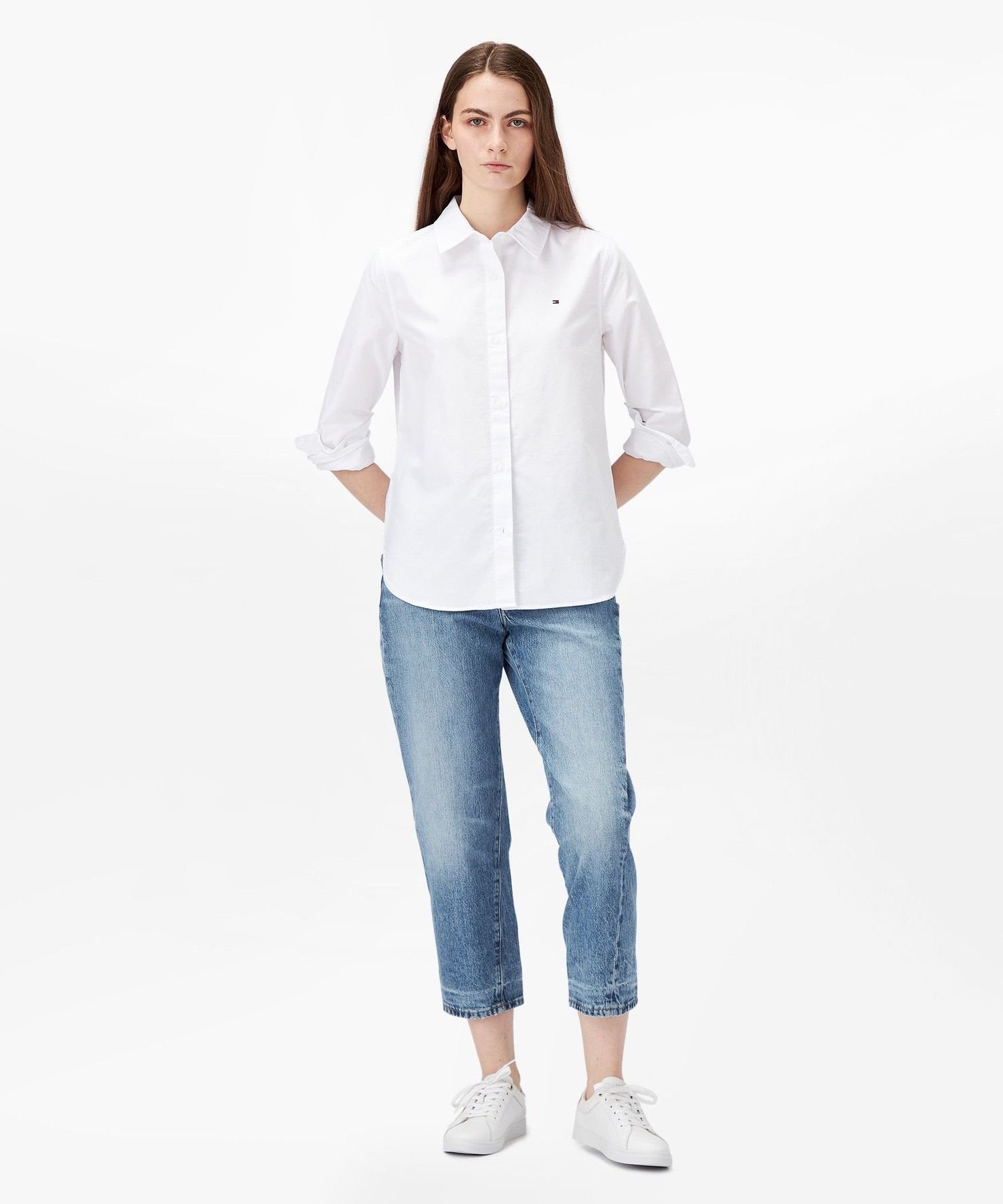 Рубашка с длинным рукавом свободного кроя в стиле Оксфорд TOMMY HILFIGER, Blue 04L — фото 4