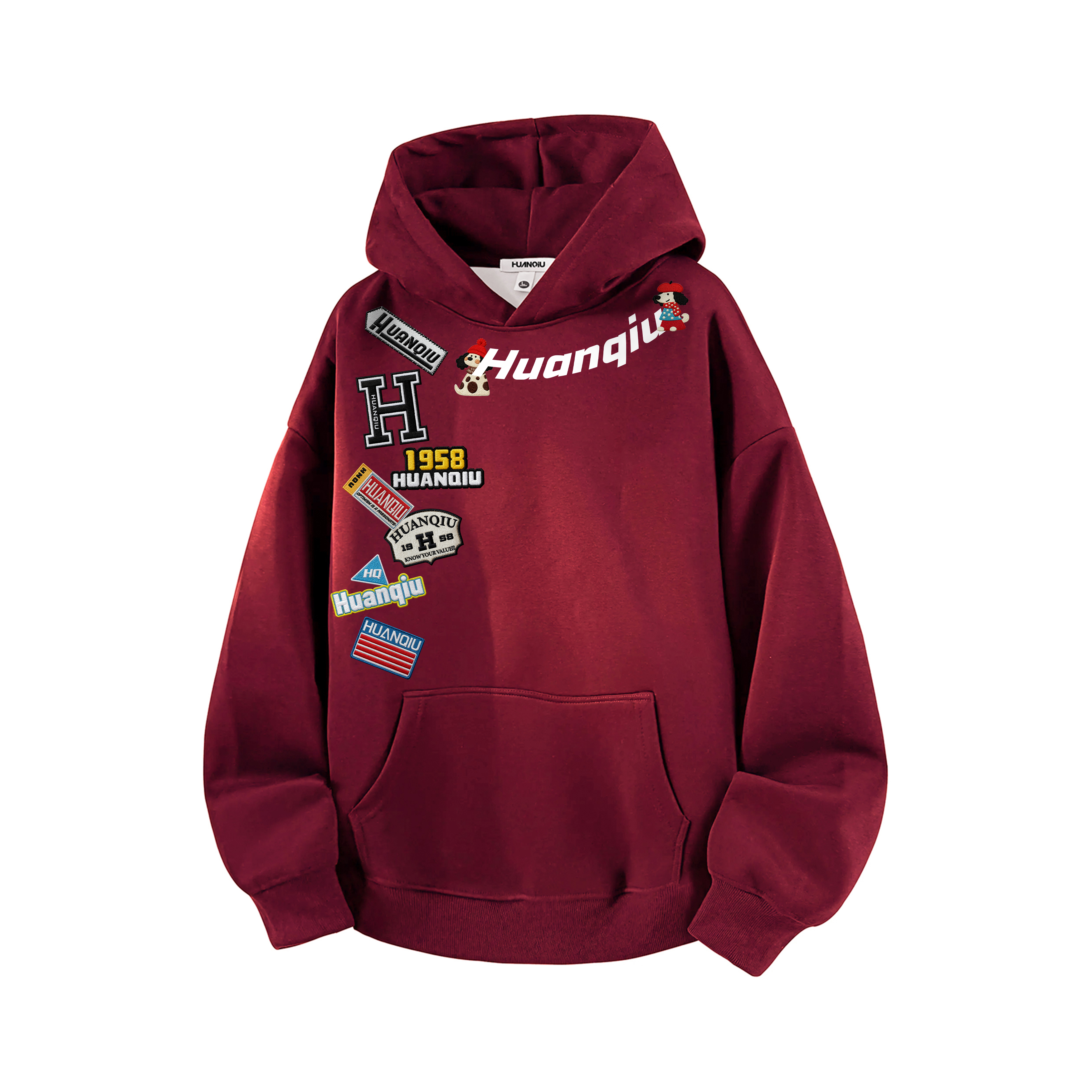 

Толстовка Unisex Hooded Moderate Heavyweight HUANQIU, burgundy