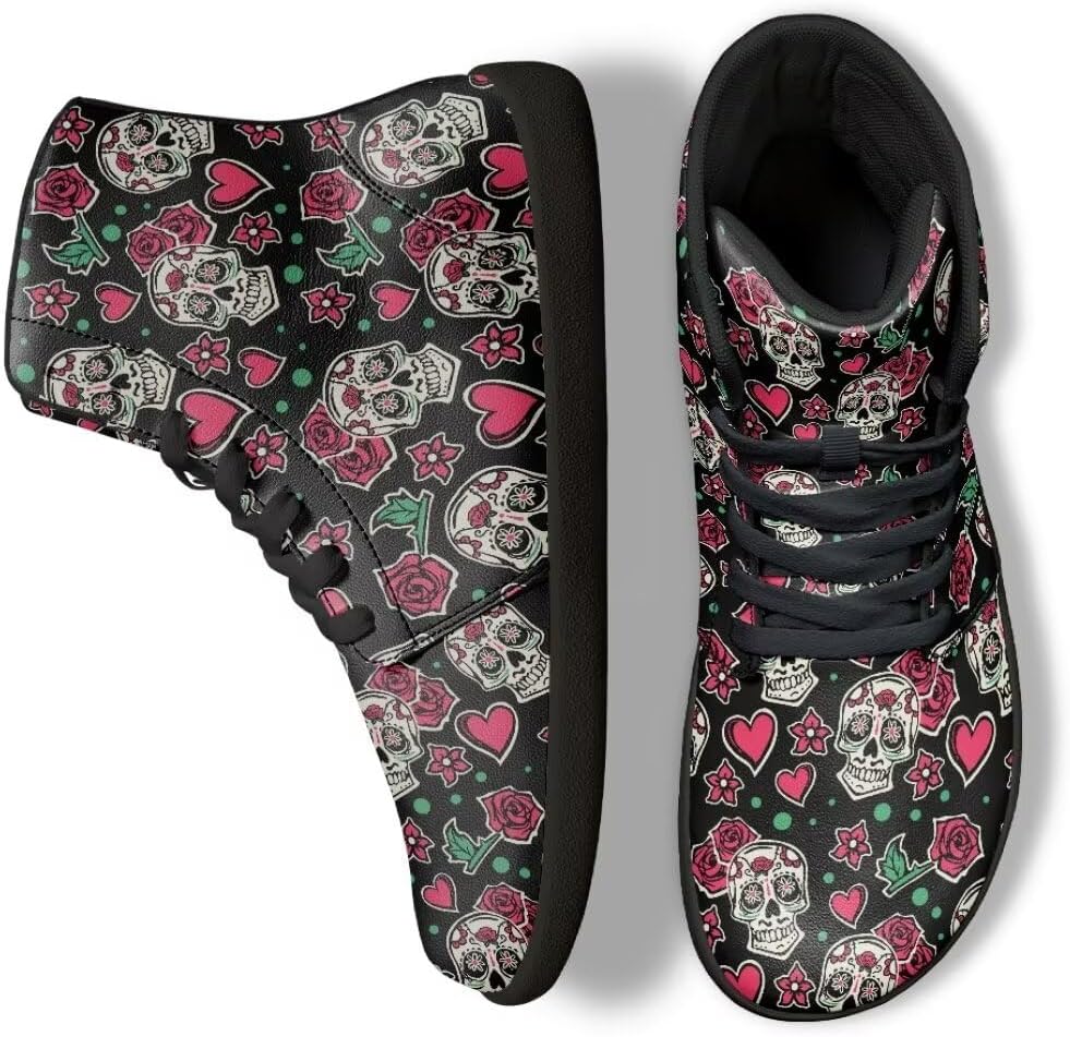 

Мужские кроссовки без каблука, легкие, с широким носком, нескользящие, высокие, с нулевым перепадом высоты подошвы Getelinseng, Skulls Flower