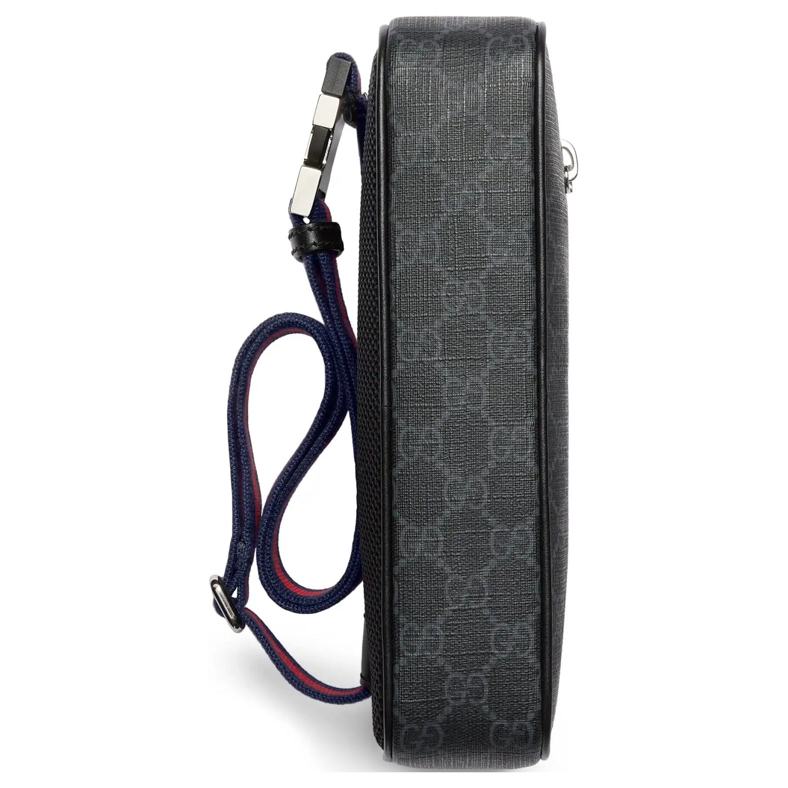 Сумка на пояс из кожи и холста черная GUCCI — фото 4