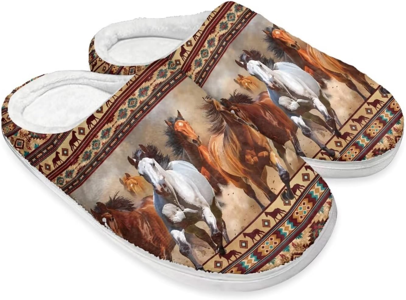 

Женские тапочки размер 9 Домашние тапочки Милые рождественские тапочки Cugasmaru, Horse Aztec