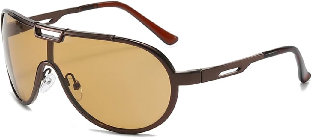 

Мужские солнцезащитные очки с массивными металлическими двойными перемычками, модные цельные женские солнцезащитные очки с градиентным затемнением и защитой от УФ-излучения UV400 VRTRFFTR, Brown Tea