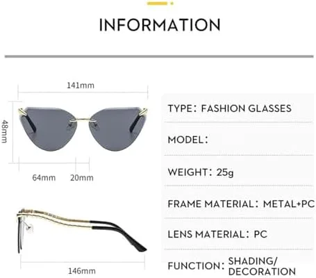 

Женские солнцезащитные очки без оправы 2027 года, металлические солнцезащитные очки без оправы для женщин, винтажные очки, защита от ультрафиолета UV400 MTZJH, 3