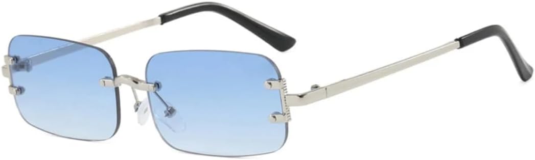 

Солнцезащитные очки с защитой UV400 | Безободковая маленькая оправа, цветные линзы | Для женщин и мужчин, для занятий спортом на открытом воздухе и вождения DSVIGF, Silver Blue