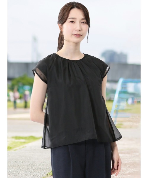 

Многослойная женская футболка-пуловер из органзы M.f.editorial, черный