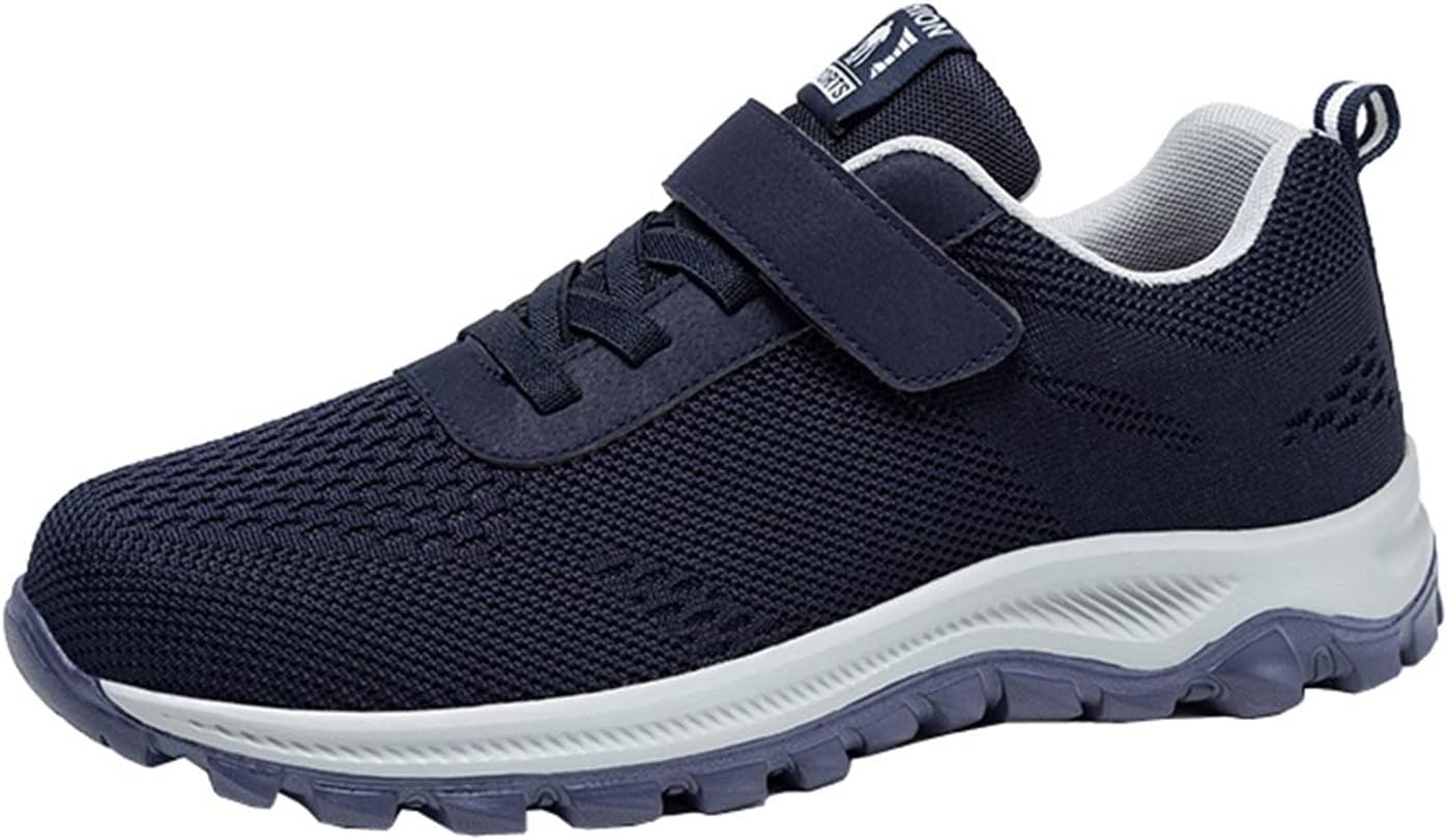 

Мужские слипоны для ходьбы, удобные вязаные кроссовки с эффектом памяти, дышащие модные кроссовки, нескользящие, для путешествий, бега и работы Generic, темно-синий