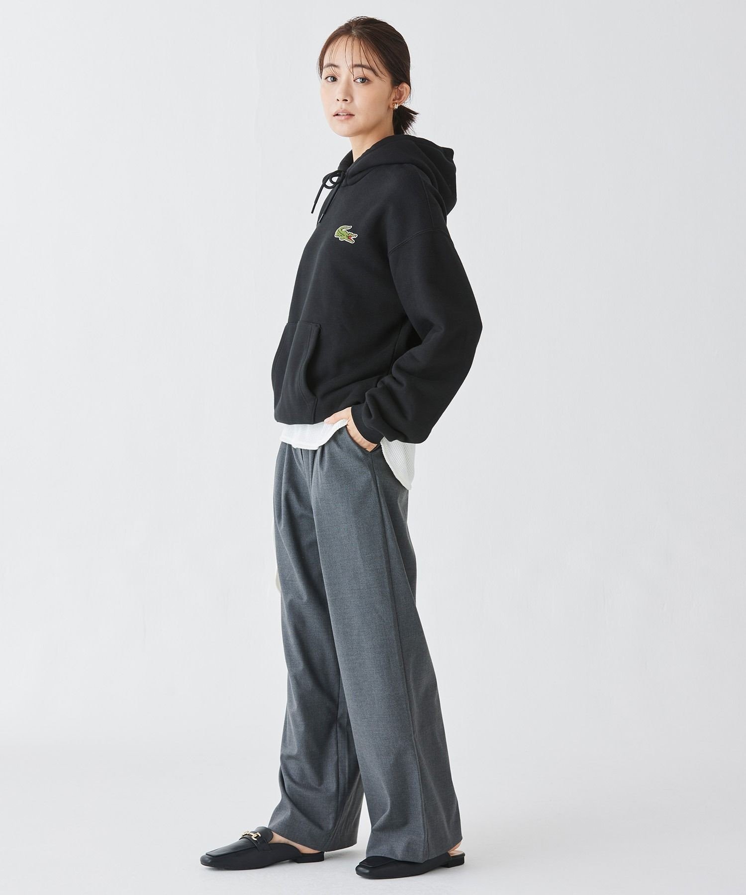 Толстовка/худи свободного кроя Essential LACOSTE, Black — фото 2