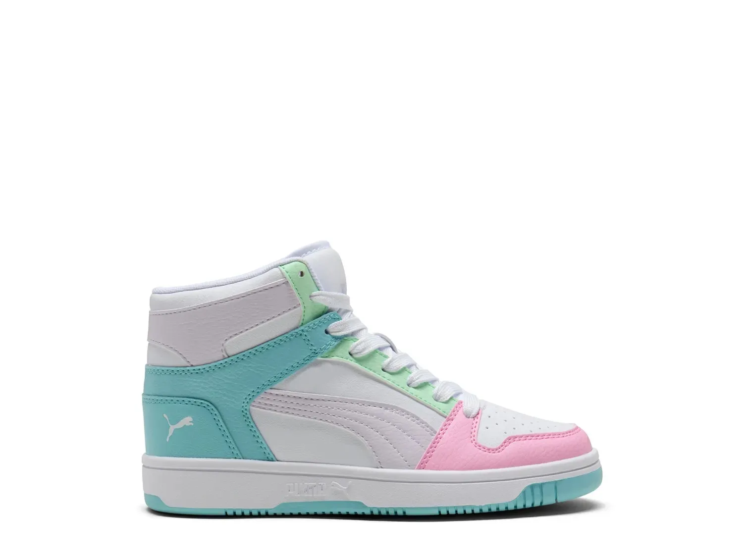 

Кроссовки Puma Rebound Layup High-Top — детские, белые/многоцветные