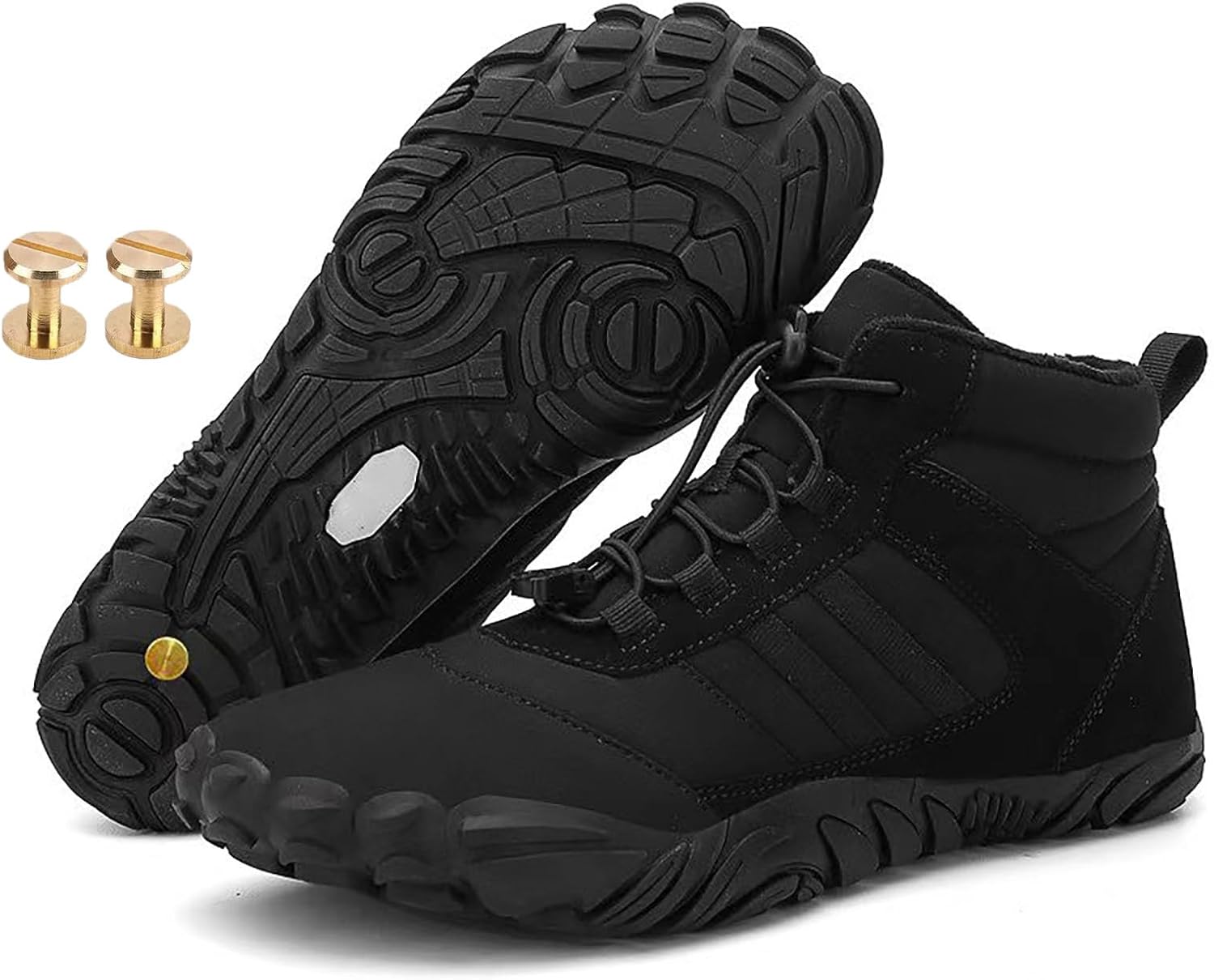 

Зимние заземляющие ботинки с медью, зимние комфортные походные обувь для женщин и мужчин, с прочными винтами из чистой меди Generic, черный