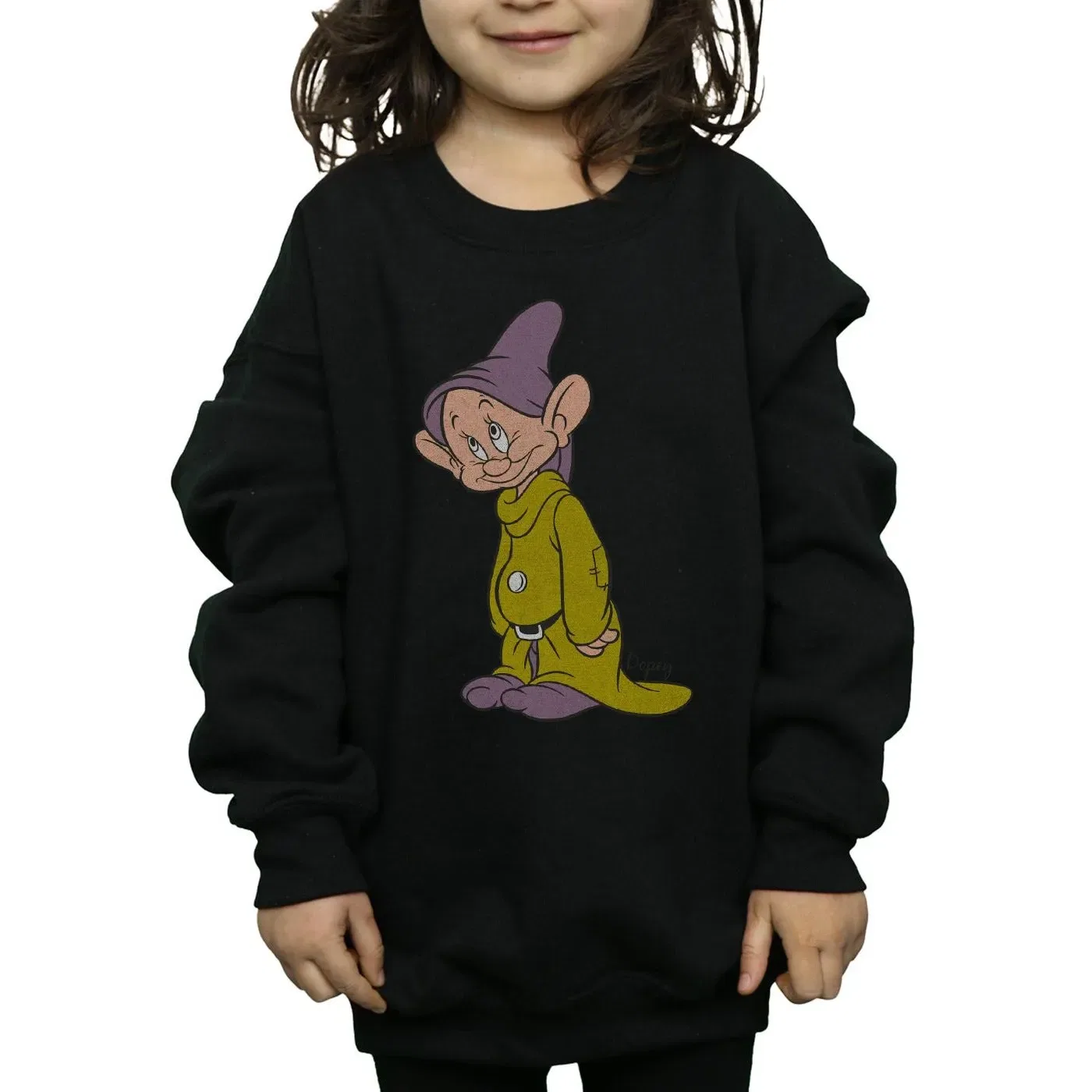 Свитшот для девочек с принтом Dopey Disney, черный — фото 3