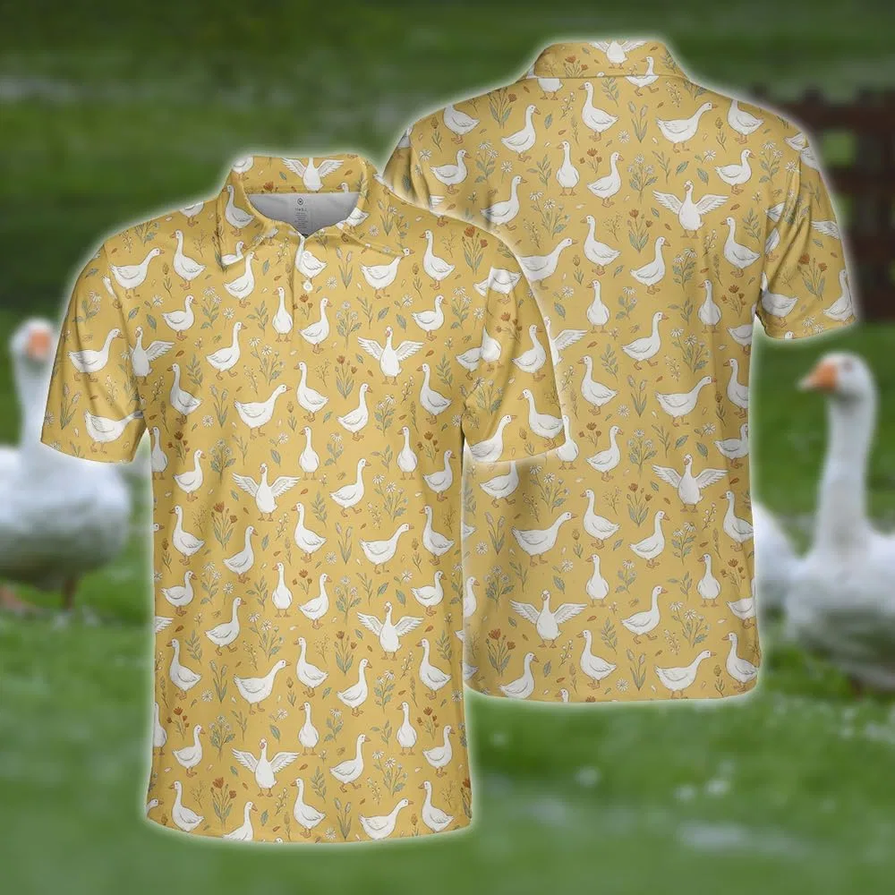 Мужское поло Funny Goose с принтом гусей, цвета Goose_2 — фото 3