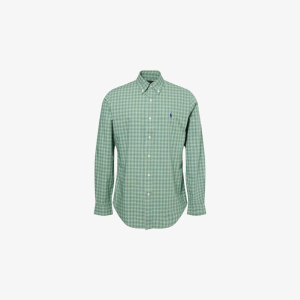 

Check-Print button-down stretch-cotton shirt Polo Ralph Lauren, цвет 6821b lovat blue multi
