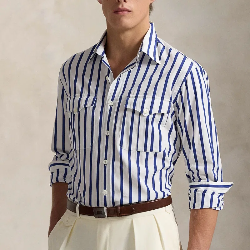 Рубашка из поплина в полоску Polo Ralph Lauren, Blue White — фото 4