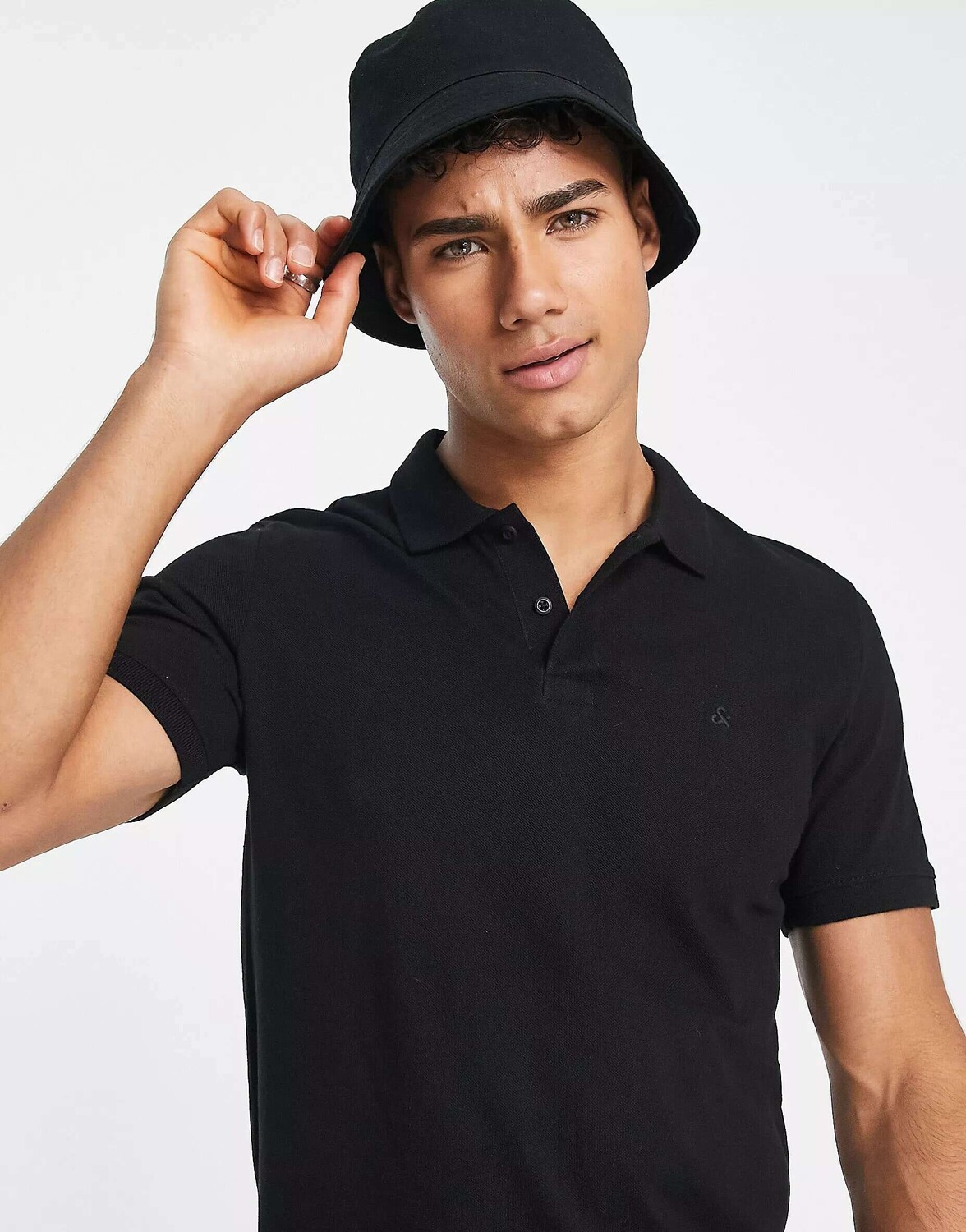 

Черная рубашка-поло узкого кроя из пике с логотипом Jack & Jones Essentials