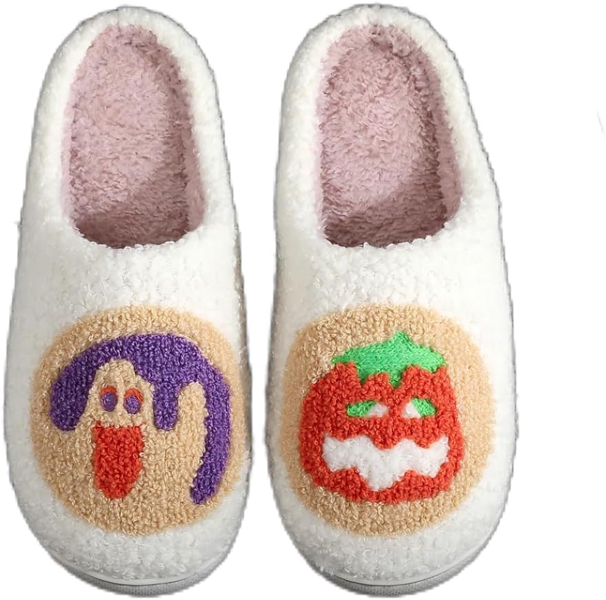 

Женские и мужские тапочки на Хэллоуин с тыквой, теплые тапочки-призраки, мягкие тапочки с лампой-тыквой, плюшевые винтажные тапочки с эффектом памяти, уютные стильные тапочки, пушистые домашние тапочки Generic, Pumpkin Cookie