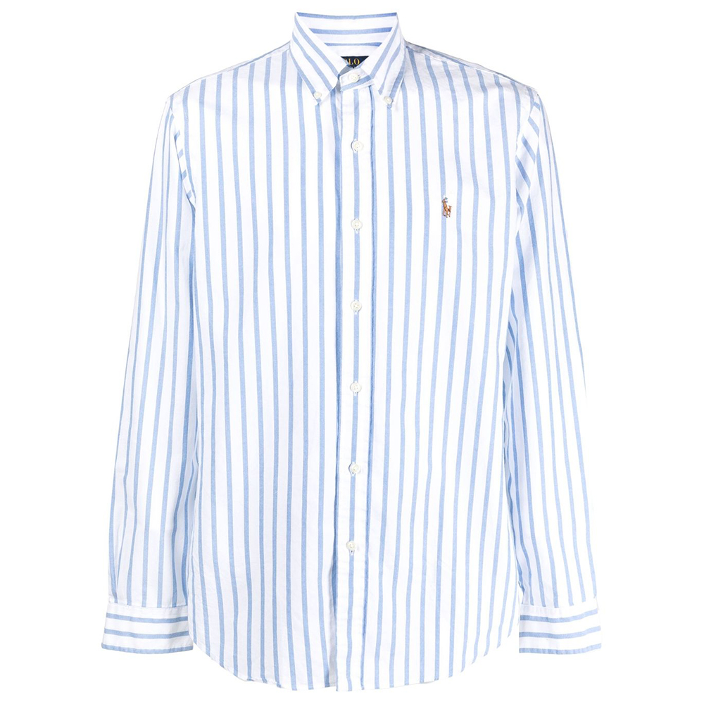 

Полосатая рубашка с вышивкой «Пони» Polo Ralph Lauren, синий