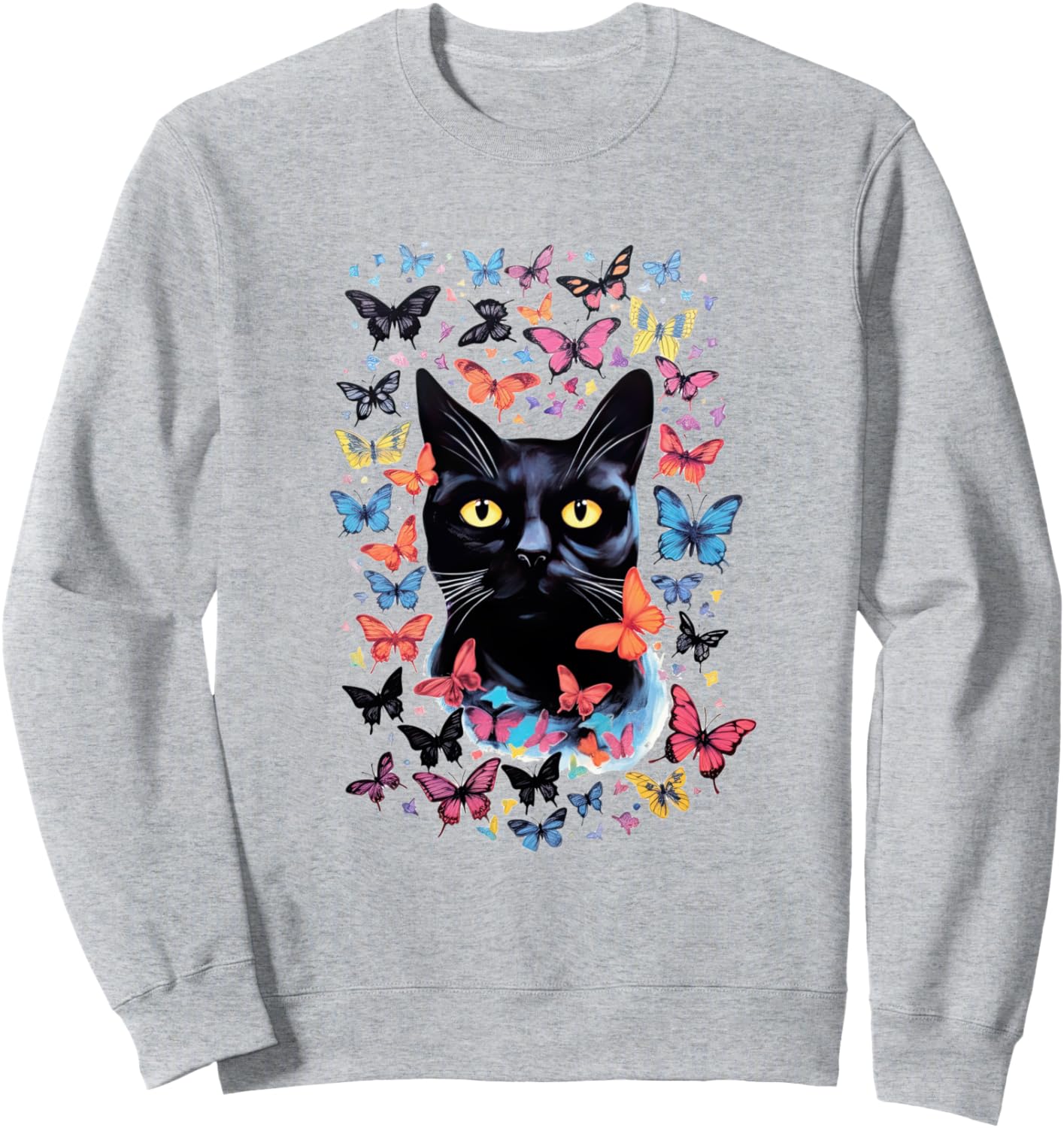 

Стильная толстовка с изображением кошки в деревенском стиле, украшенная бабочками и цветами Cottagecore Goblincore And Fairycore Stuff, серый