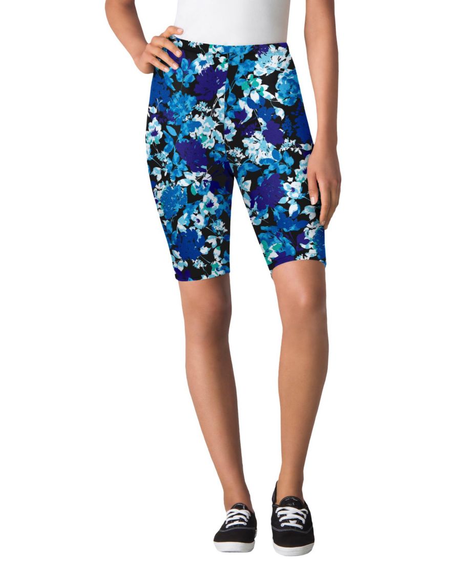 

Велосипедные шорты из эластичного хлопка больших размеров Woman Within, Black watercolor flowers