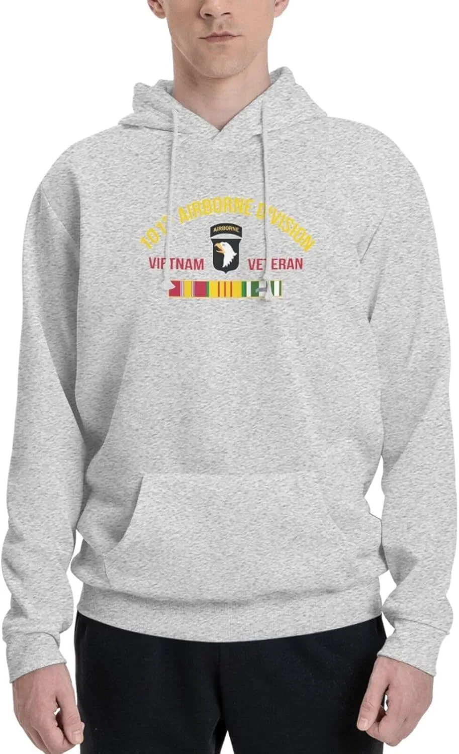 Generic Свитшот мужской с капюшоном и карманом 101st Airborne Division Vietnam Veteran, черный