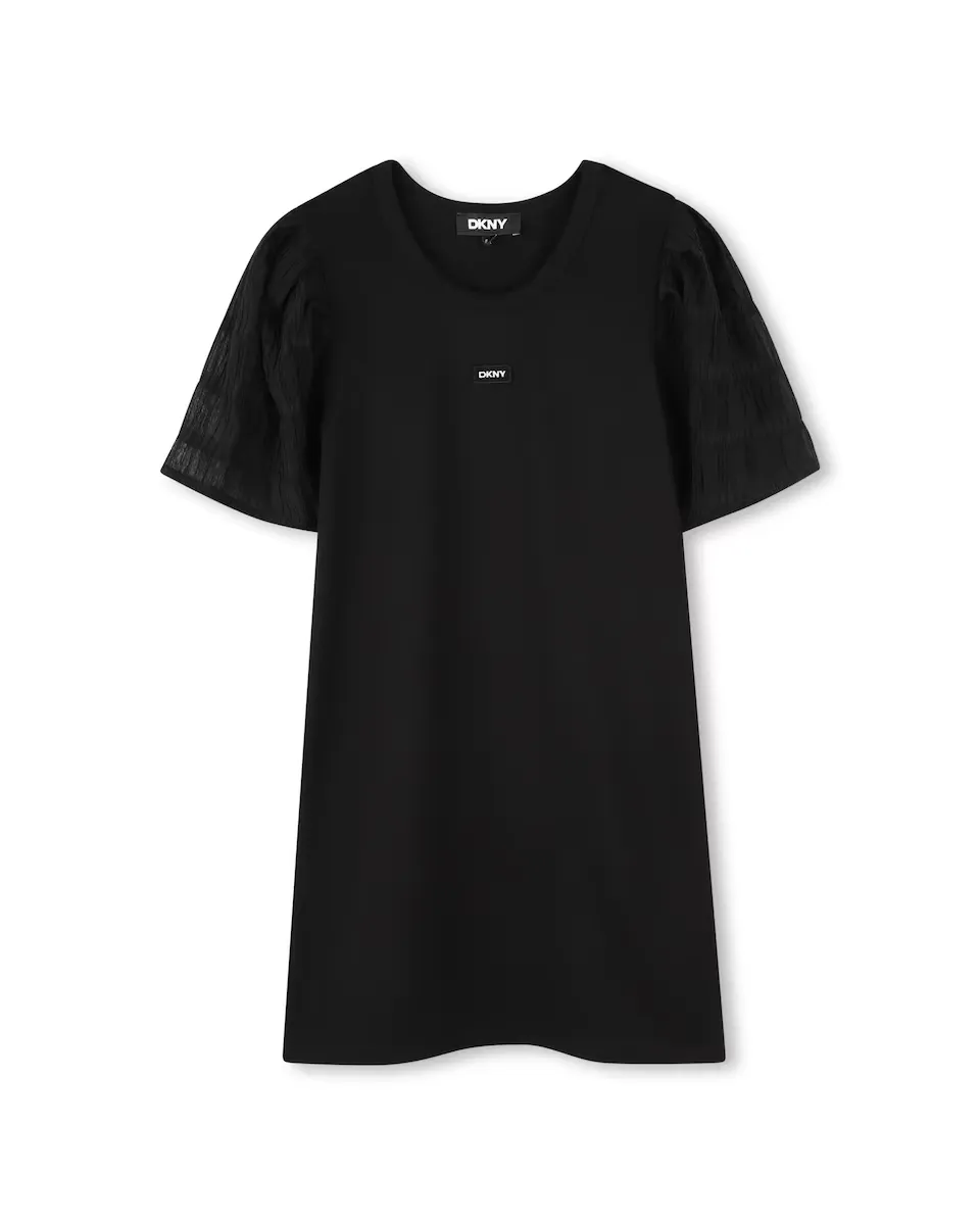

Черное платье для девочки с короткими рукавами DKNY, чёрный