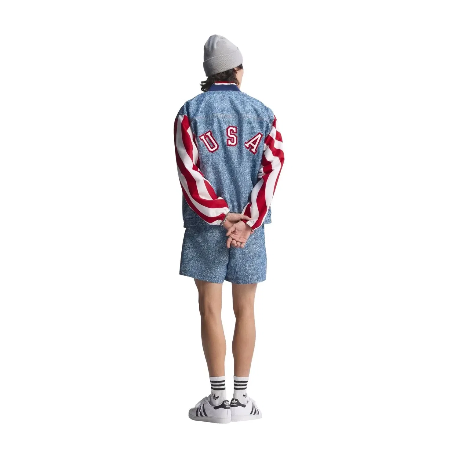 Спортивная куртка Adidas Denim Graphic Track Top 'White Dark Blue' KB2712, синий — фото 2