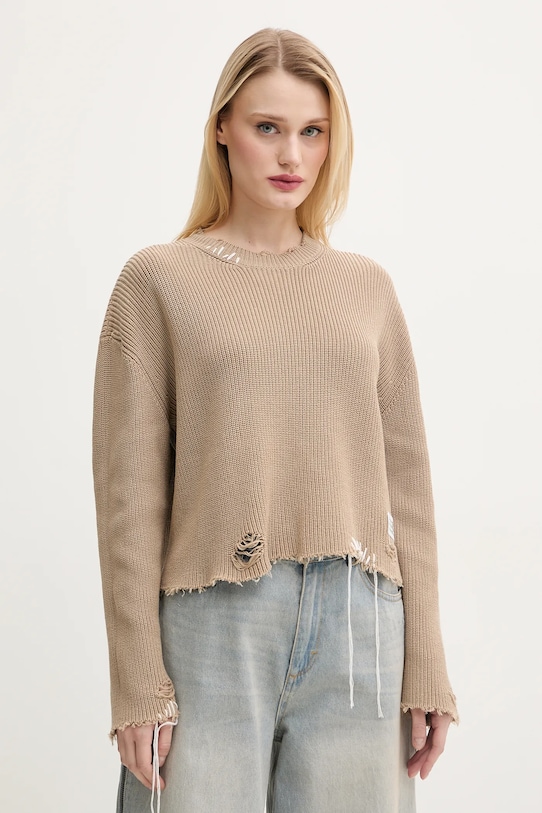 

Хлопковый свитер Mm6 Maison Margiela, бежевый