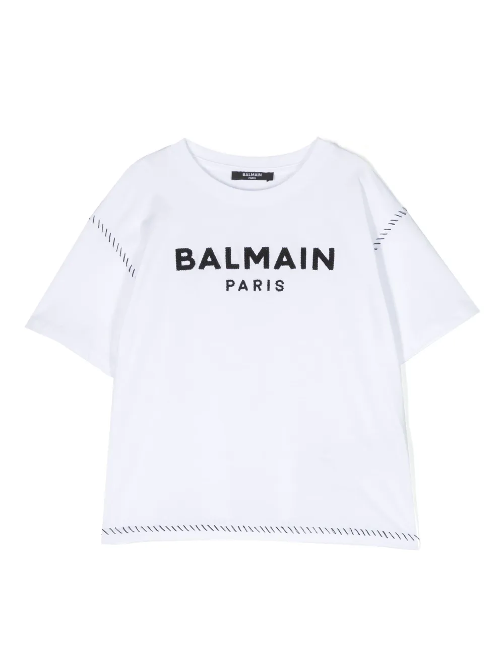 

Футболка с вышитым логотипом Balmain Kids, белый