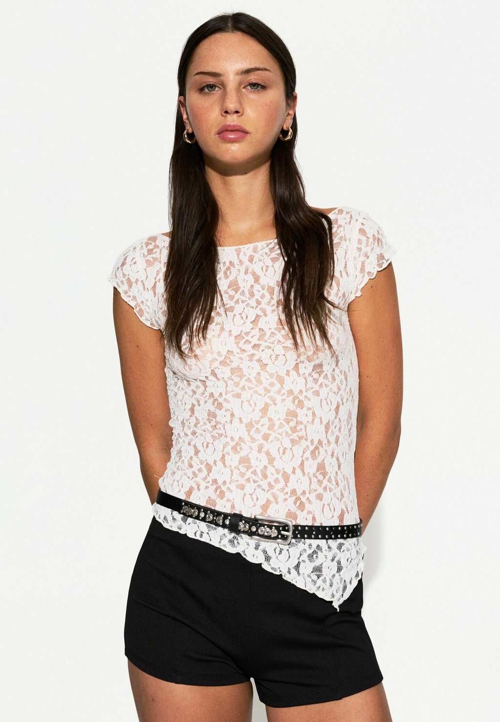 

Пояс THIN BEADED Bershka, черный