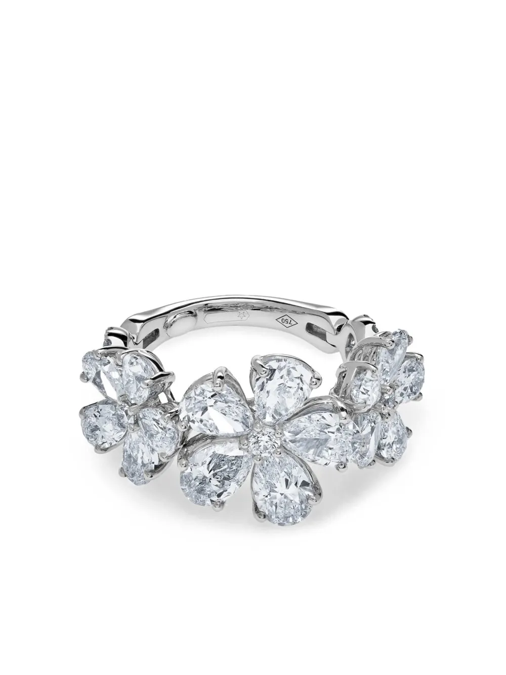

Кольцо Flower из белого золота с бриллиантами Jewels Aficionado, серебяный