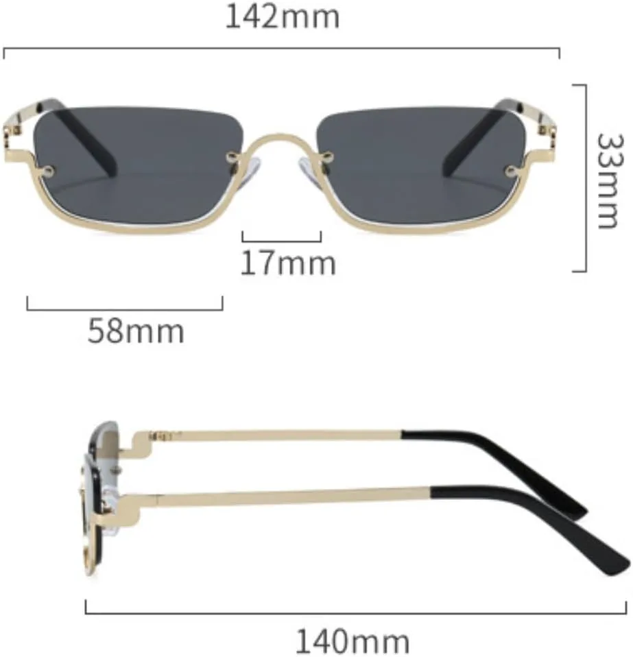

Винтажные металлические солнцезащитные очки в полуободковой оправе для женщин, мужчин, в стиле панк, популярные, с защитой от ультрафиолета UV400 TKKTLLT, Black