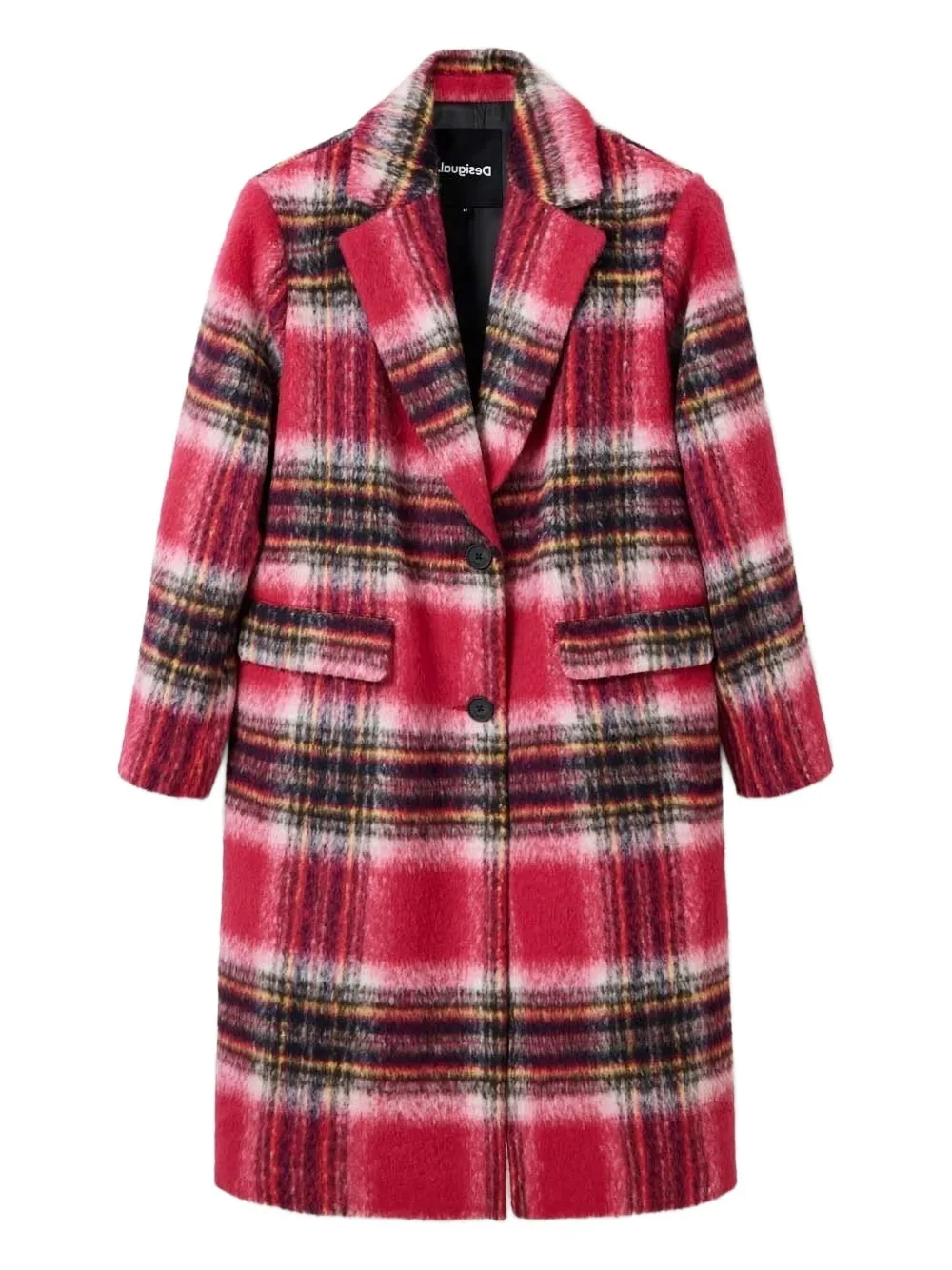 

Однобортное пальто в клетку Desigual, красный