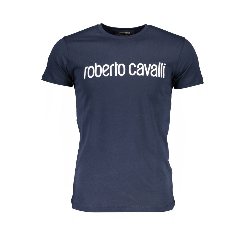 

Синяя хлопковая футболка Roberto Cavalli, Blue