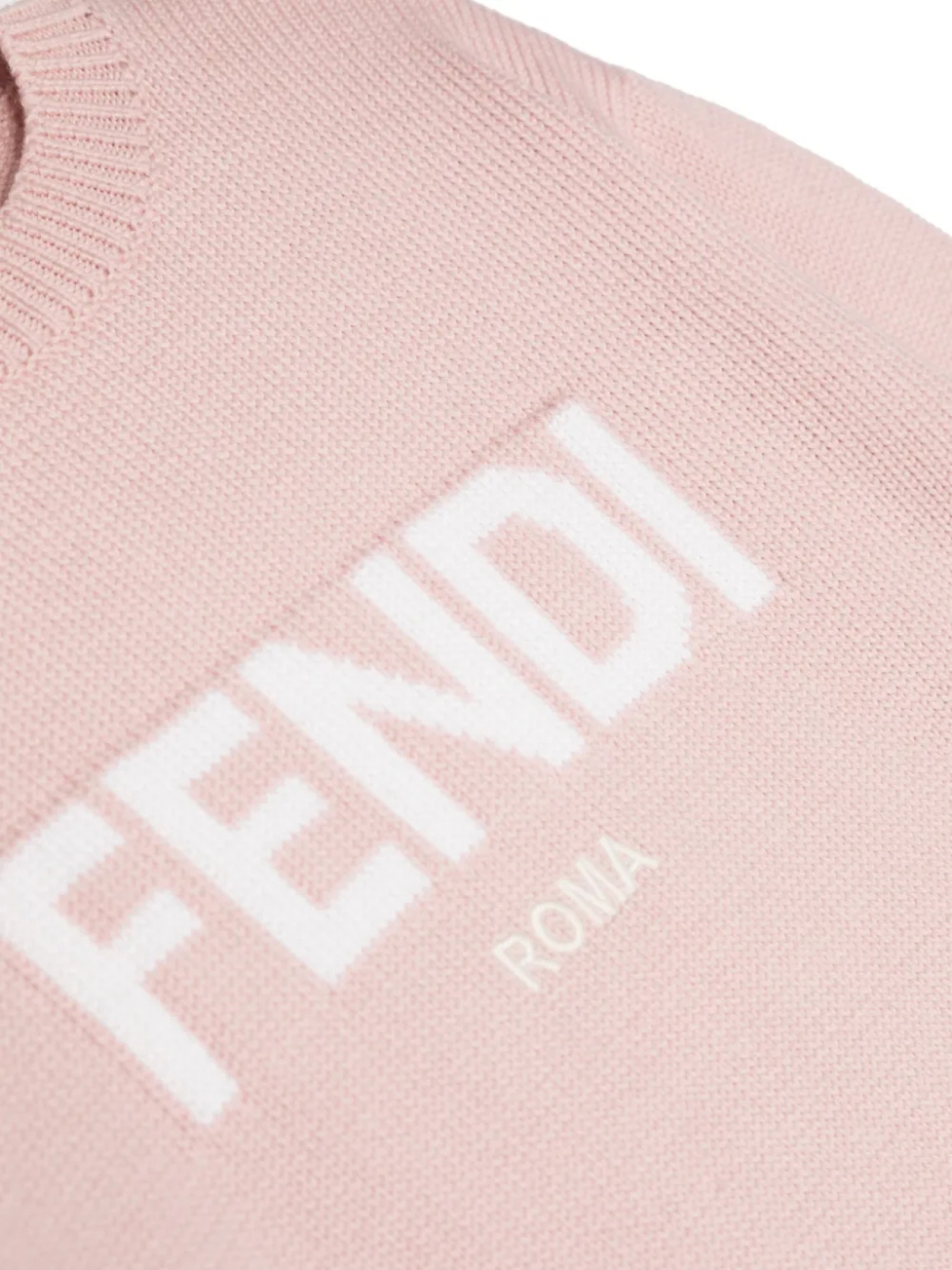 Джемпер из вирджинской шерсти с логотипом Fendi Kids, розовый — фото 3
