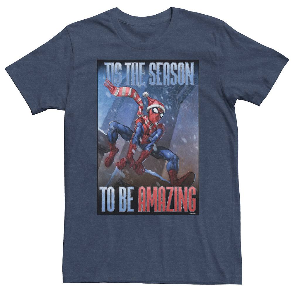 

Мужская футболка Marvel Spider-Man 'Tis the Season To Be Amazing Tee Licensed Character, цвет Navy Heather