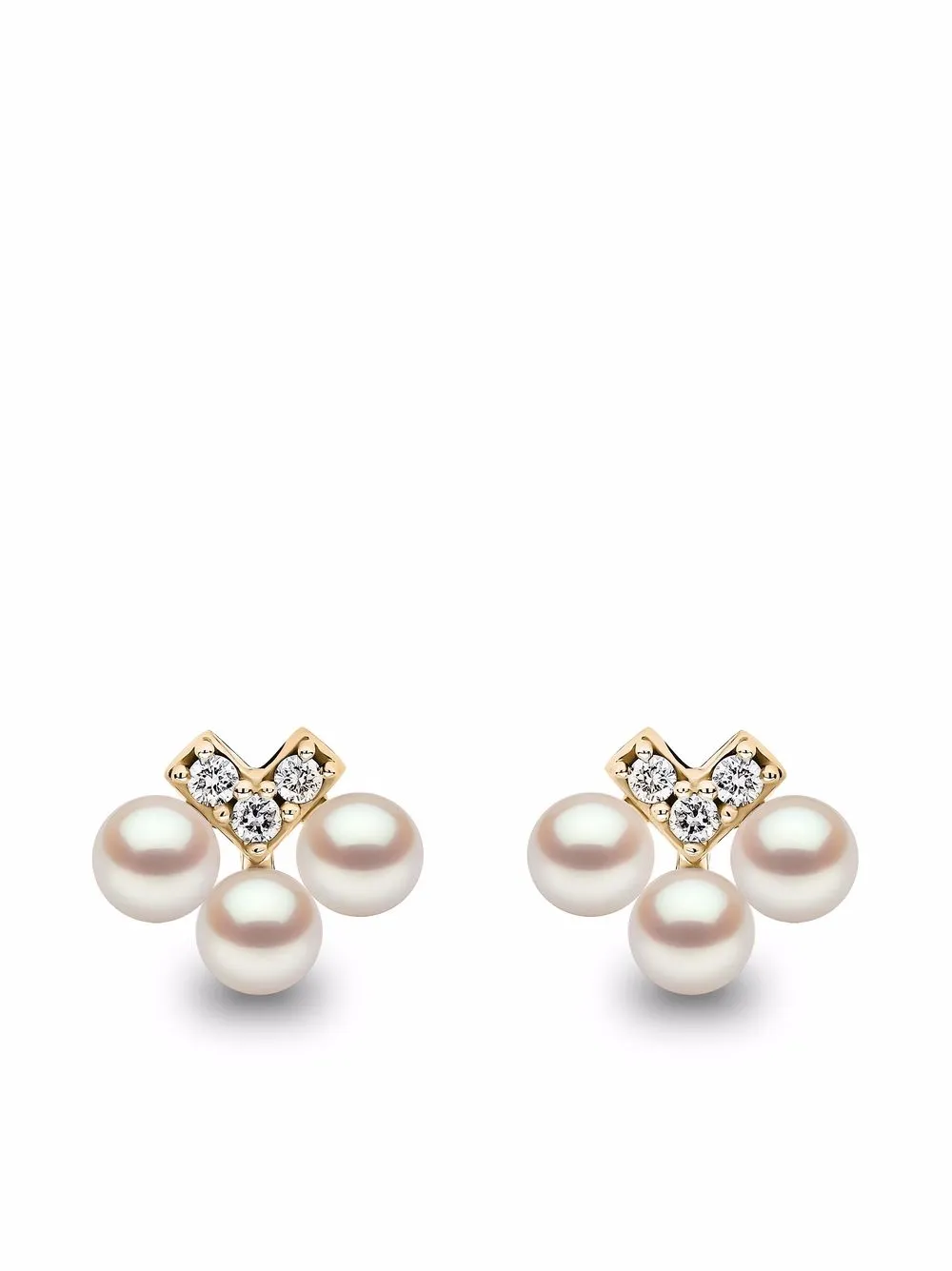 

Серьги-гвоздики Sleek из желтого золота с жемчугом и бриллиантами Yoko London, золотой