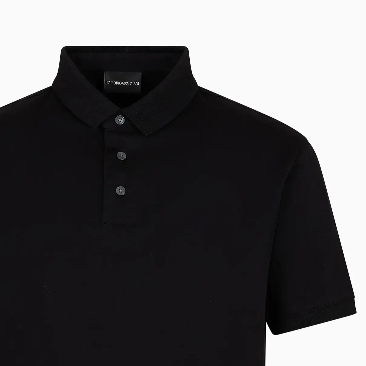 Поло с коротким рукавом с вышитым логотипом EMPORIO ARMANI, Black — фото 3