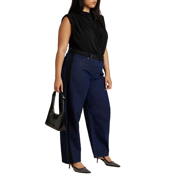 

Женские джинсы прямого кроя с боковой полосой из искусственной замши plus size Eloquii