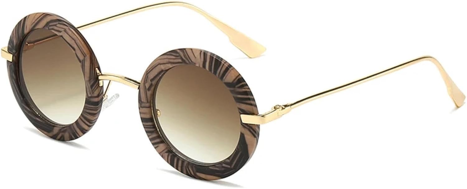 

Ретро маленькие круглые женские солнцезащитные очки, модные, с градиентным переходом цвета, защита от УФ-излучения UV400, мужские, в стиле панк, матовые HHZZYVY, Stripes Tea Gradient