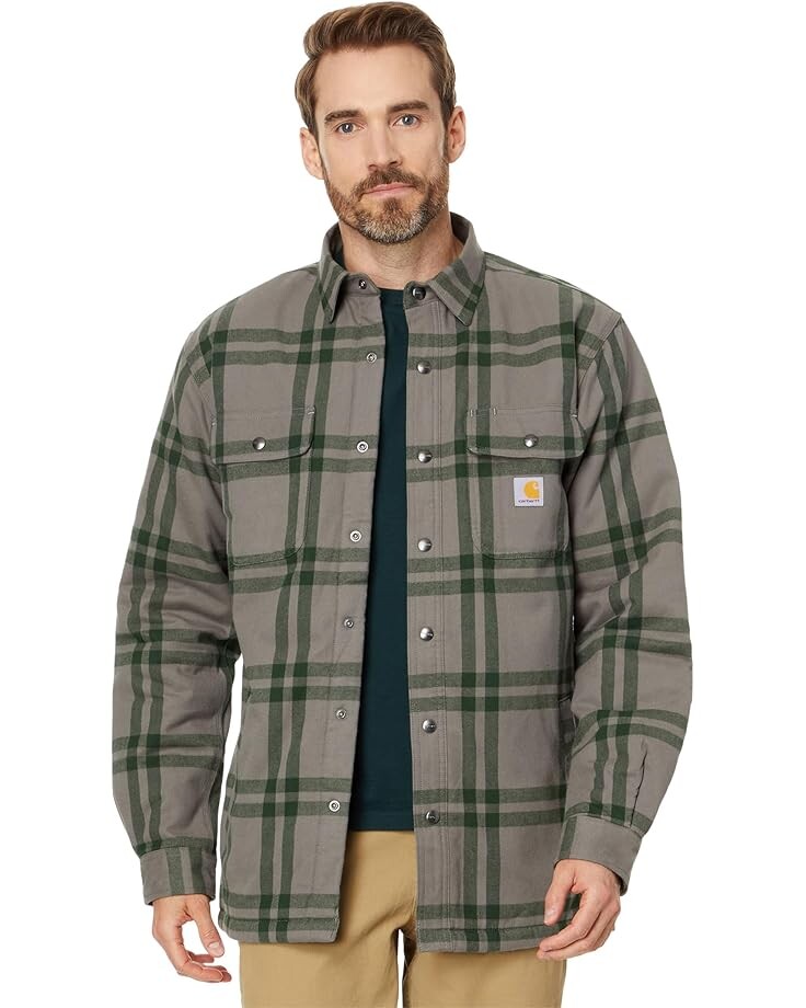 

Рубашка Carhartt Relaxed Fit Flannel Sherpa-Lined Shirt Jacket, цвет Weather Ash