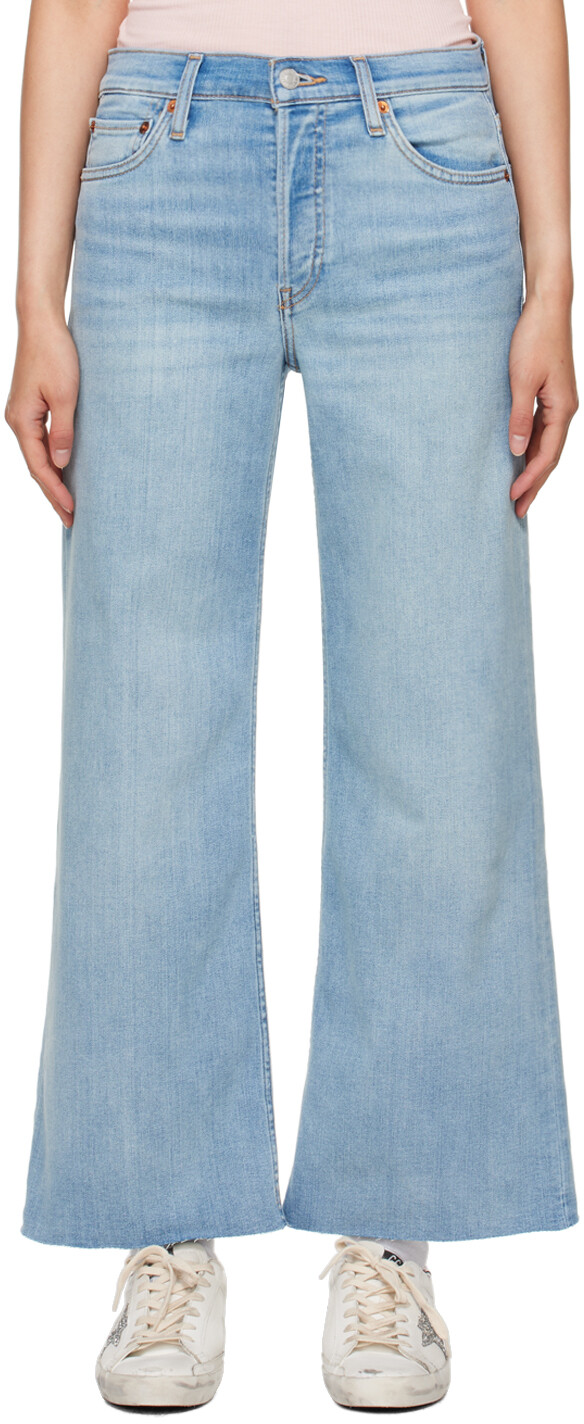 

Синие укороченные джинсы средней посадки Wide Leg Re/Done