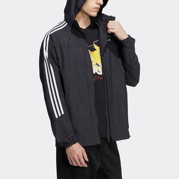 Куртка adidas M 3ST 247 CL JK Contrasting Colors Stripe Sports Hooded Jacket Black, черный — фото 4