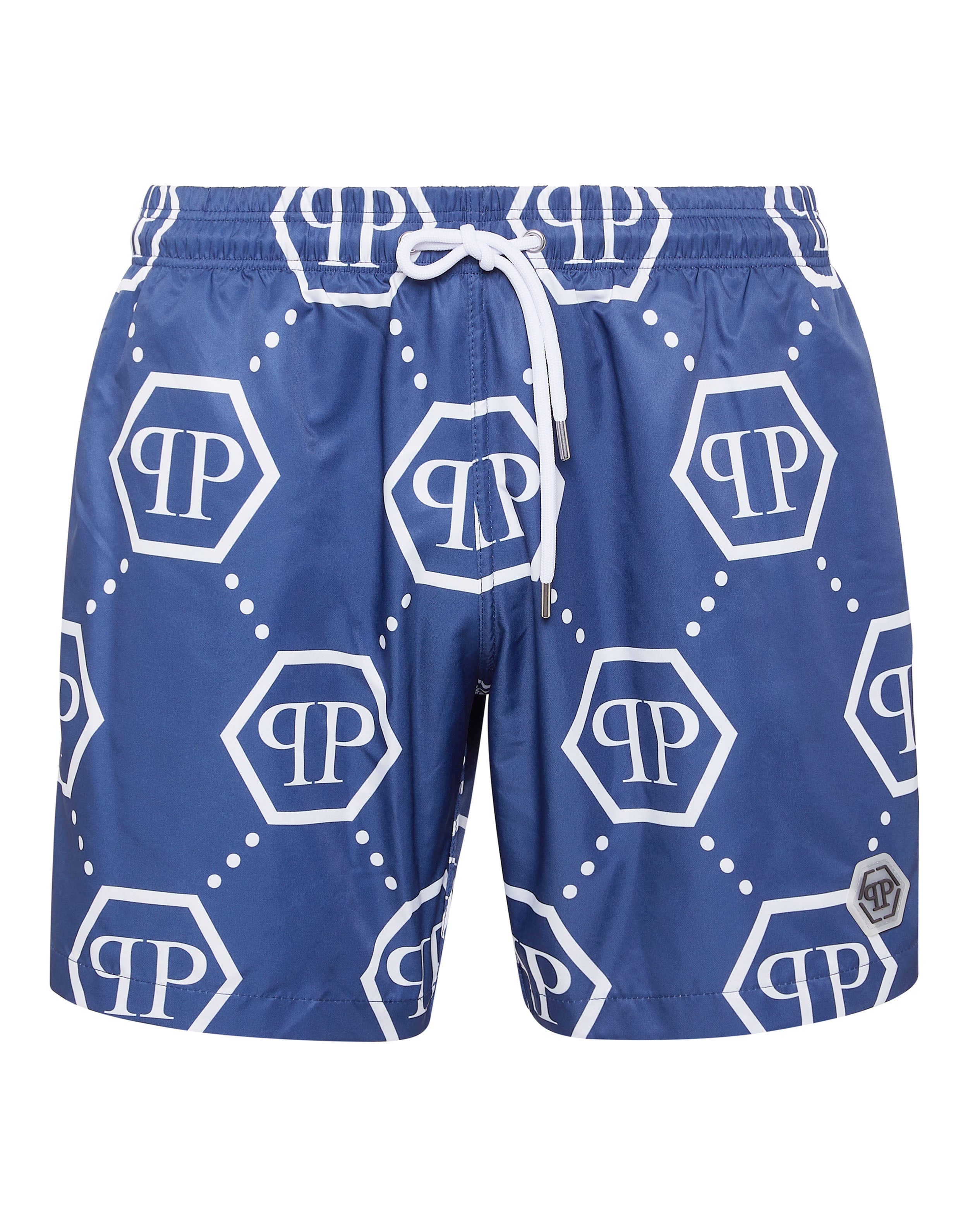 

Короткие плавки-боксеры с монограммой PHILIPP PLEIN, темно-синий