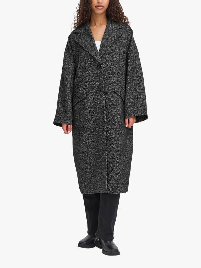 

Пальто Emmalu в рубчик "ёлочка" ICHI, Black